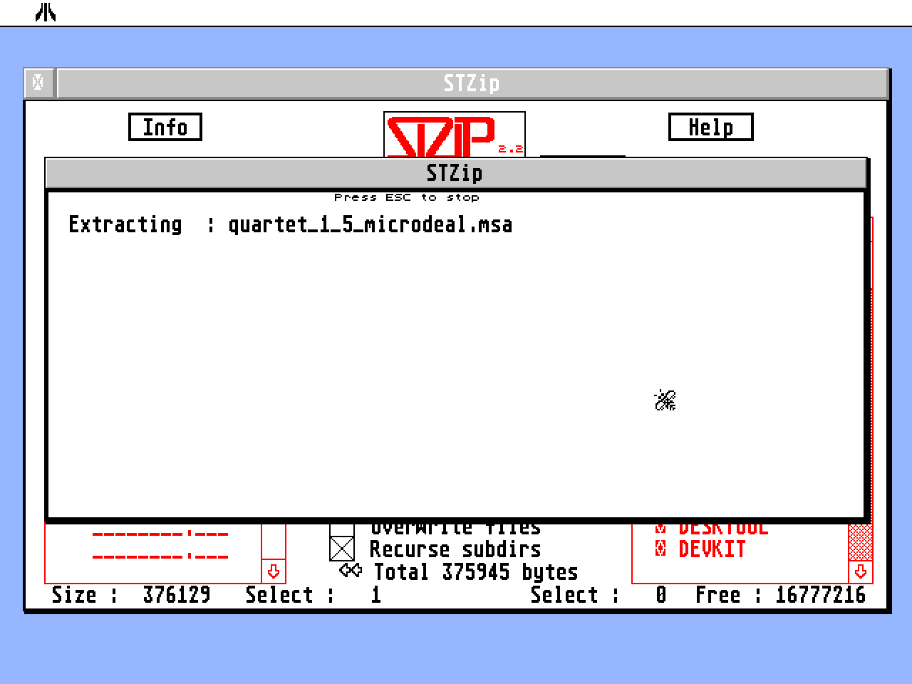STZIP atari screenshot